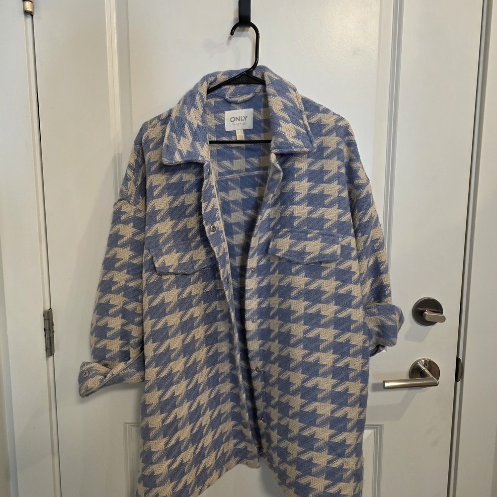 ONLY Blue/Cream Houndstooth Jacket
